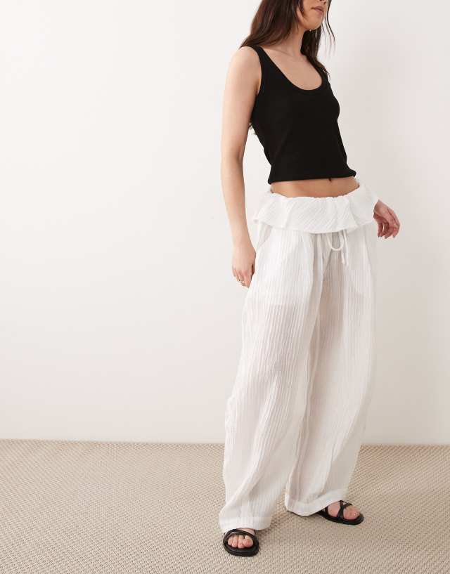 ASOS DESIGN sheer textured pull on balloon pants with waist detail