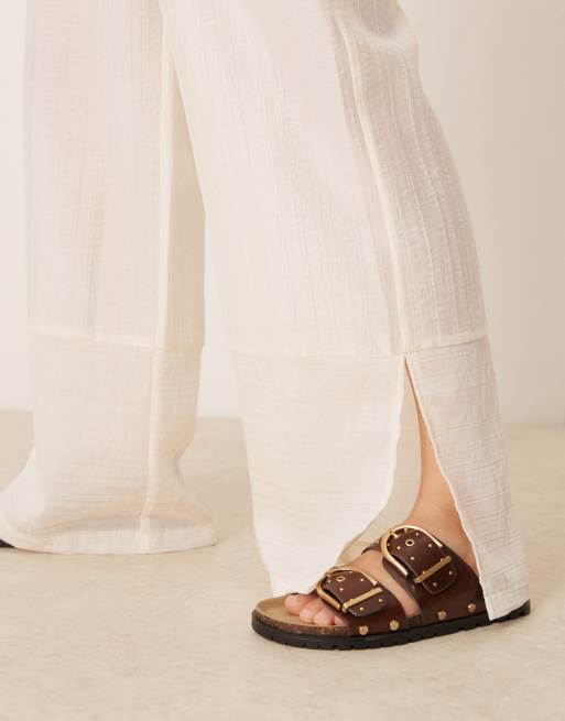 ASOS DESIGN sheer textured wide leg pants in off white - part of a set, 3 of 5