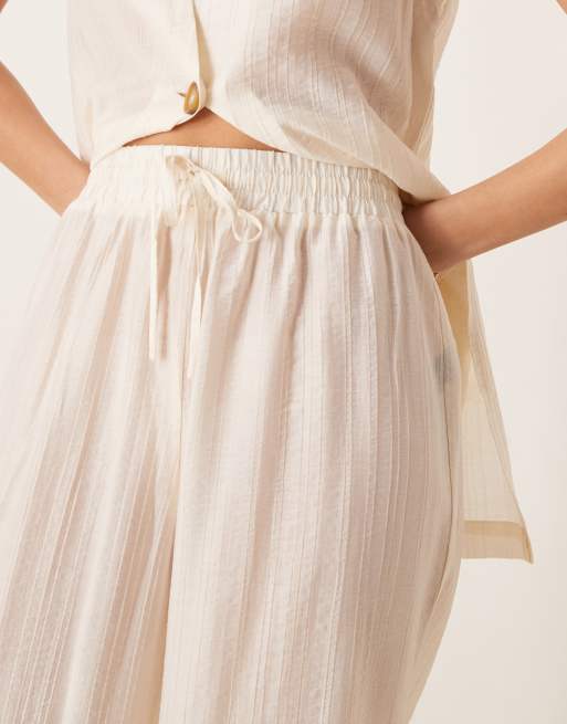 ASOS DESIGN sheer textured wide leg pants in off white - part of a set, 4 of 5