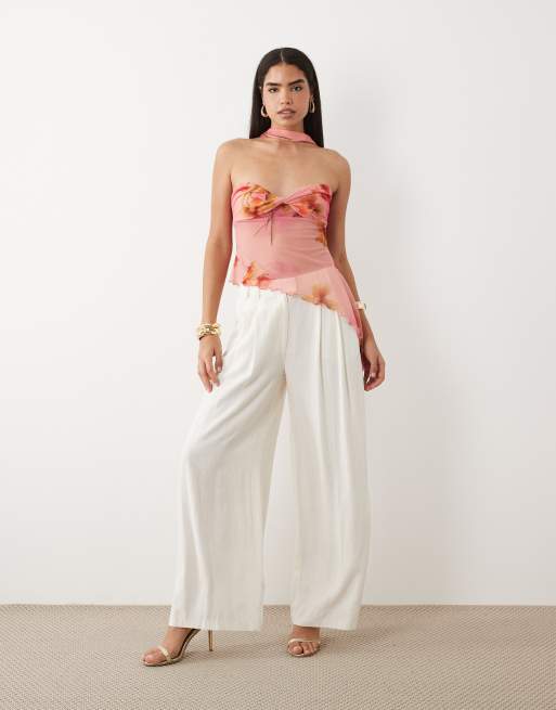 ASOS DESIGN sheer twist floral print asym bandeau, 4 of 4