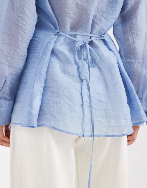 ASOS DESIGN sheer utility shirt in blue, 2 of 4