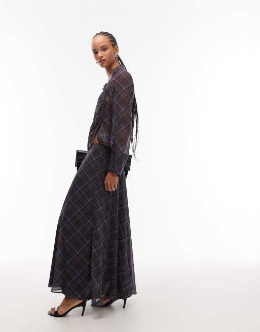 ASOS DESIGN sheer wrap over shirt in plaid