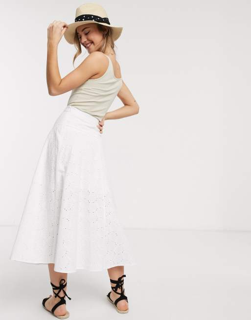 White peplum hem midi skirt hotsell