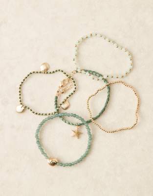 Asos Design Shell Design Bracelet 5 Pack
