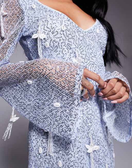 black long sleeve sparkly mini dress Lady Black Tie - Whims Of Fate Black Sequin Mini Dress With Long Sleeves main image 1