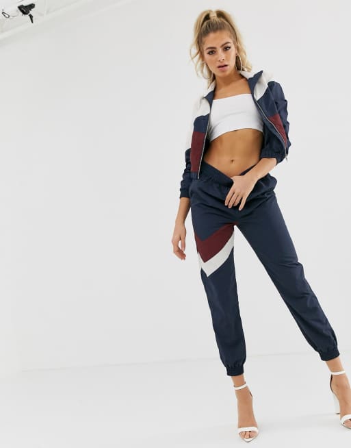 ASOS DESIGN – Trainingsanzug mit Farbblockdesign in Navy, 2 von 3