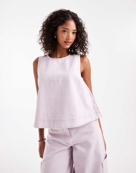 ASOS DESIGN shell top co-ord in washed mauve