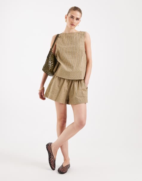 ASOS DESIGN shell top in yellow stripes - part of a set - view 1