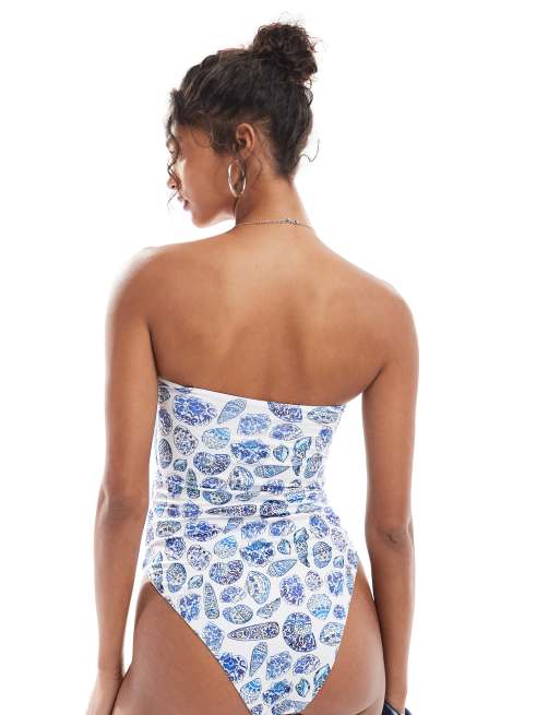ASOS DESIGN - Shelly - Bandeau-badpak met schelpenprint, 2 van 4