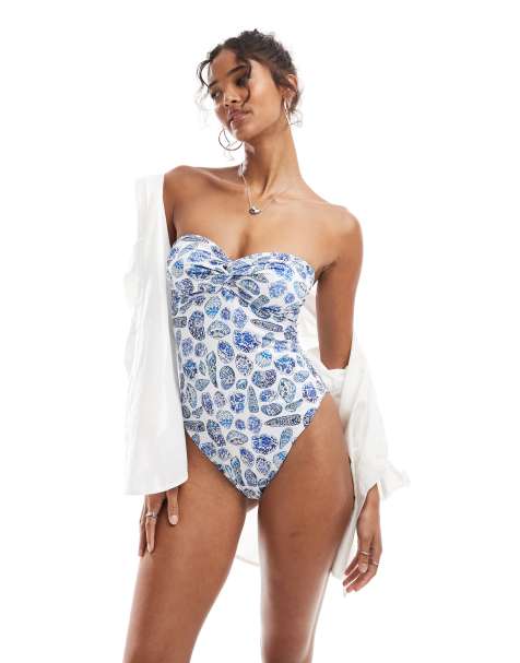 ASOS DESIGN - Shelly - Maillot 1 pièce bandeau à imprimé coquillages - view 1