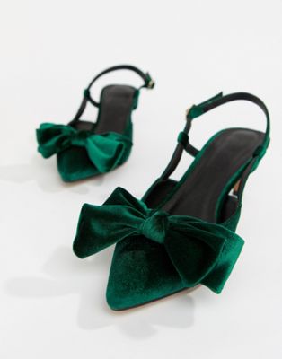green kitten heel shoes