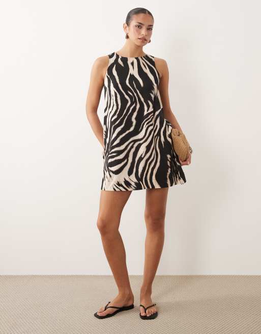 ASOS DESIGN shift mini dress in zebra print, 3 of 4