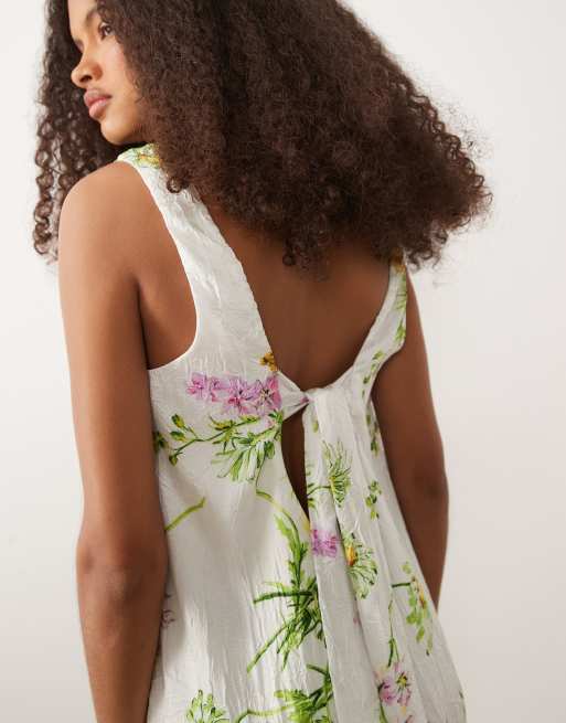 ASOS DESIGN shift mini dress with bow back detail in multi floral print, 3 of 4