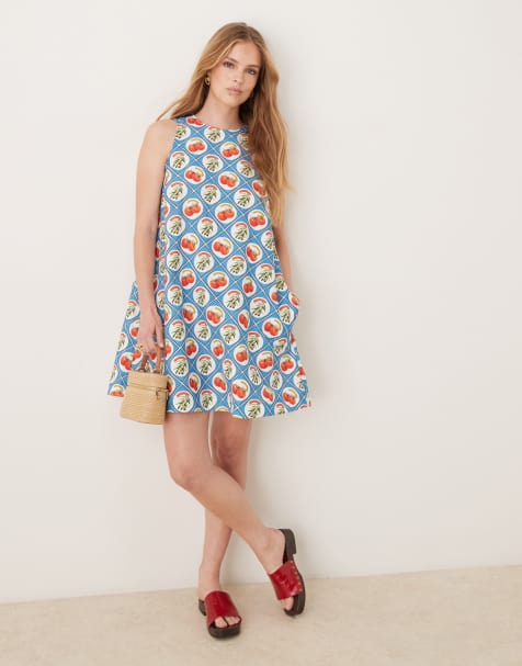 ASOS DESIGN shift mini dress with pockets in print - view 1