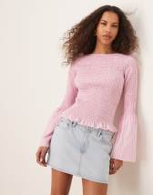 Topshop denim loose jorts in rinse wash