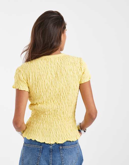 ASOS DESIGN shirred baby tee with Brasil soccer graphic in yellow, 4 of 4