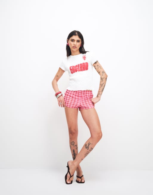ASOS DESIGN shirred baby tee with England football graphic in white, 4 of 4