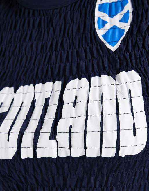 ASOS DESIGN shirred baby tee with Scotland football graphic in navy, 3 of 4