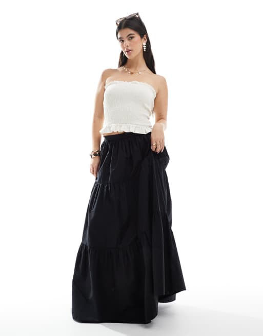 ASOS DESIGN shirred bandeau top in linen blend in white
