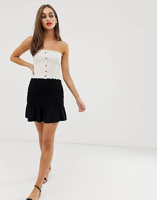 ASOS DESIGN shirred bask waist mini skirt | ASOS