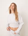 [ASOS DESIGN] ASOS DESIGN shirred blouson sweat in grey marl L Grey marle