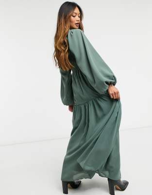 shirred bodice maxi dress