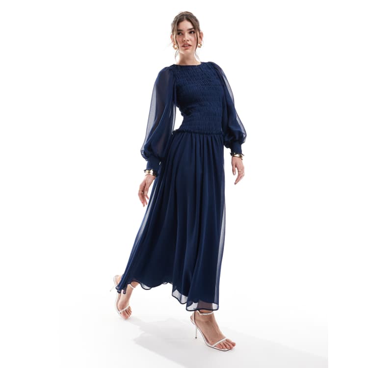 asos shirred midi dress ASOS Design - Shirred Bust Midi Dress - Women - Cotton - 8 US