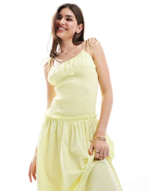 ASOS DESIGN shirred bodice strappy maxi dress in buttermilk, 2 of 4