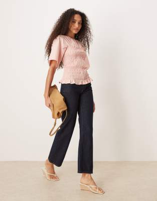 Asos Design Shirred Body Top In Pink