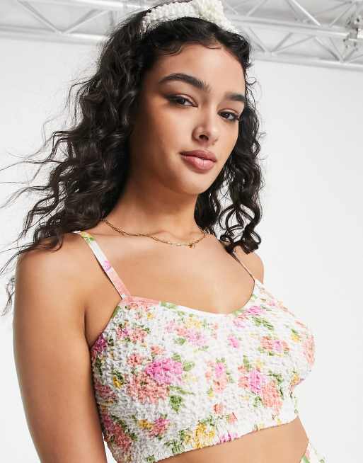 ASOS DESIGN Taylor pointelle crop bralette in ditsy floral