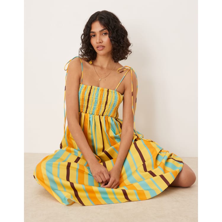 asos shirred midi dress ASOS Design - Midi Dress - Women - Viscose/Polyester/Spandex - 4 US