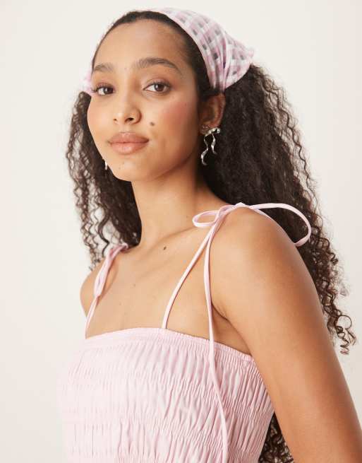 ASOS DESIGN shirred bust cotton poplin mini dress in icy pink, 3 of 4