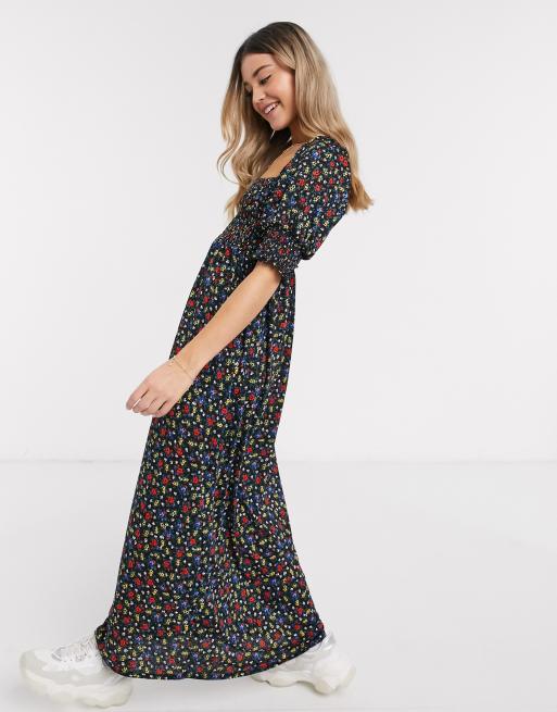 Asos black cheap floral maxi dress