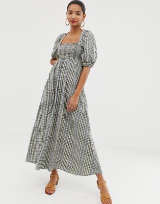 shirred top maxi dress