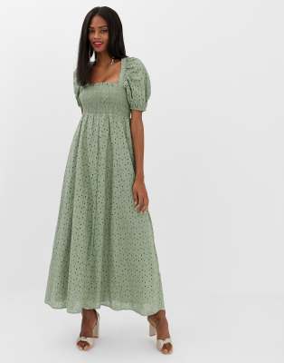 shirred top maxi dress