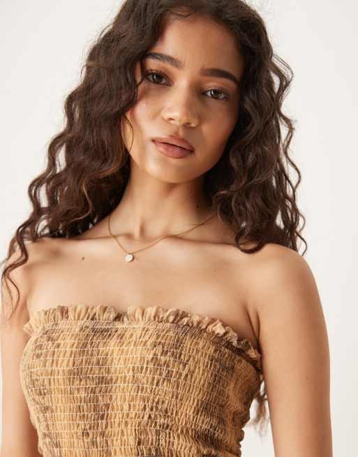 ASOS DESIGN shirred chiffon drop waist maxi dress in snake print, 3 of 4