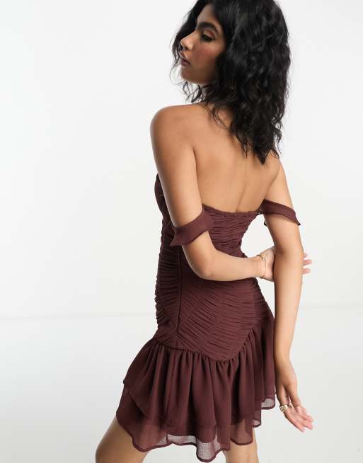 Burgundy store frill dress