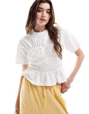 Shop ASOS DESIGN shirred corset waist t shirt Online – Trendy & Affordable Fashion