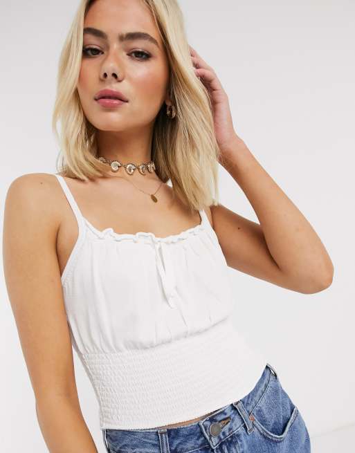 ASOS DESIGN shirred crop knitted cami | ASOS
