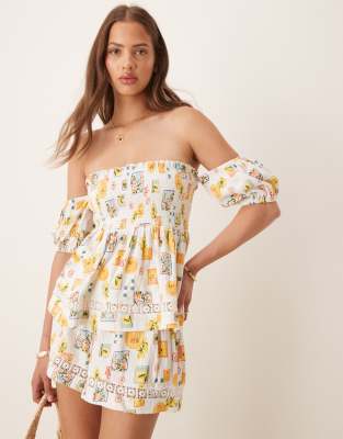Asos Design Shirred Detail Bardot Top