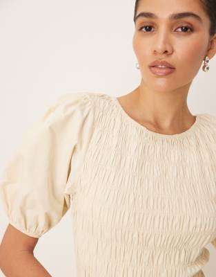 Asos Design Shirred Drop Waist Maxi Dress In White
