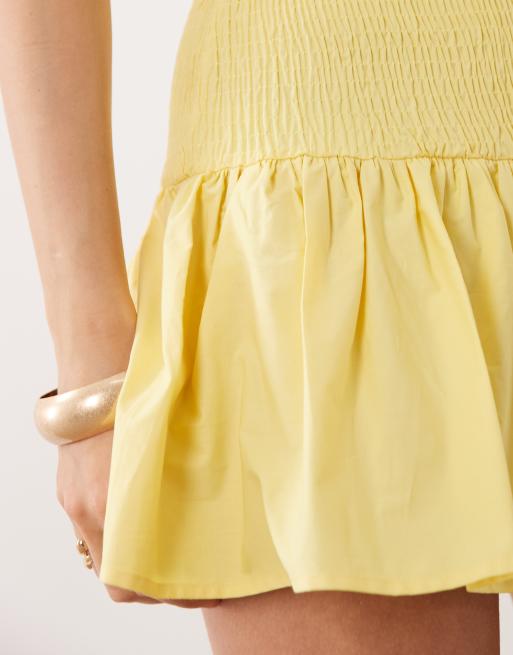 ASOS DESIGN shirred drop waist mini dress in buttermilk, 4 of 4