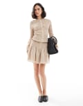 [ASOS DESIGN] ASOS DESIGN shirred drop waist mini skirt in neutral M Netural