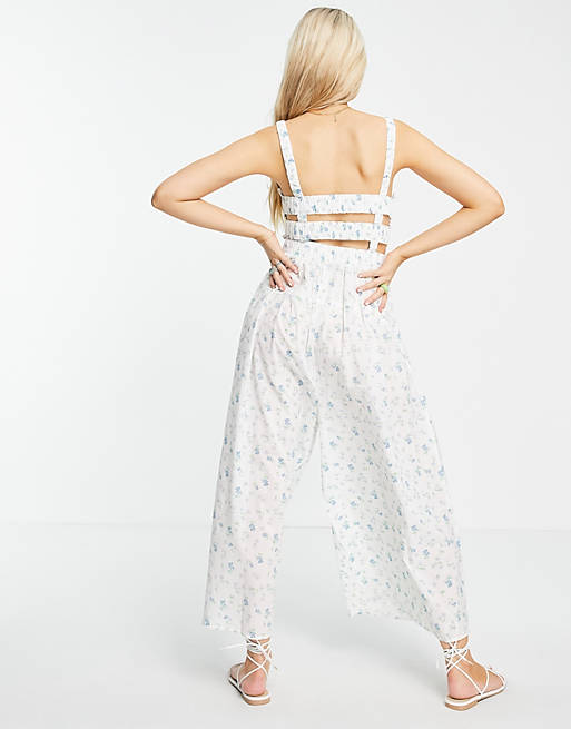 Jumpsuits & Playsuits shirred elastic back jumpsuit in meadow floral 