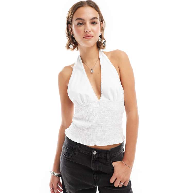 当店だけの限定モデル Shirred tops halter frill shirred