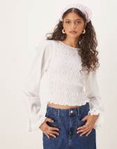 ASOS DESIGN modal shirred blouse in black