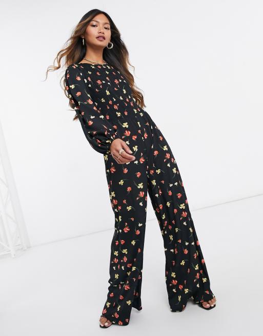 Long sleeve best sale printed jumpsuit