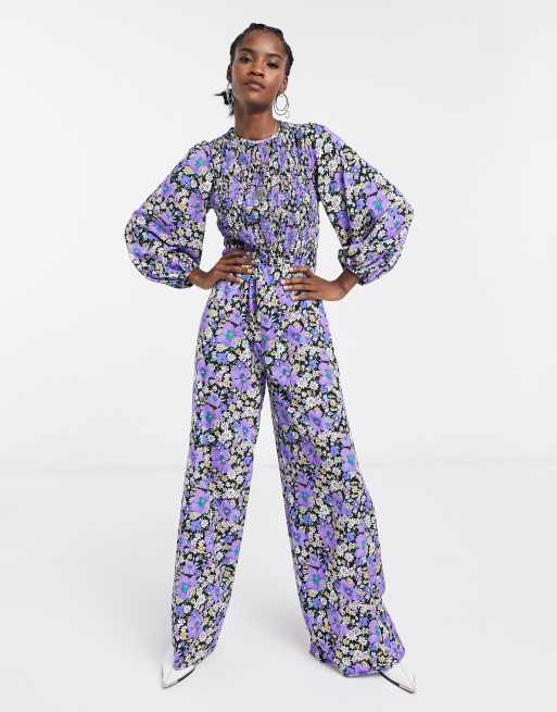 Printed jumpsuit store with sleeves