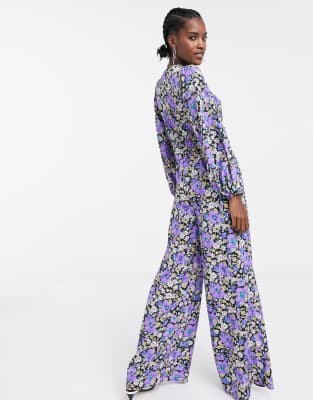 purple floral jumpsuit