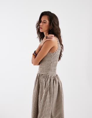 Asos Design Shirred Maxi Dress In Multi